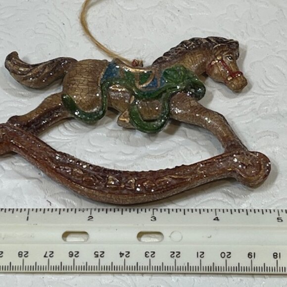 Glitter Rocking Horse Hanging Christmas Tree Ornament 5"x3" - Picture 11 of 11